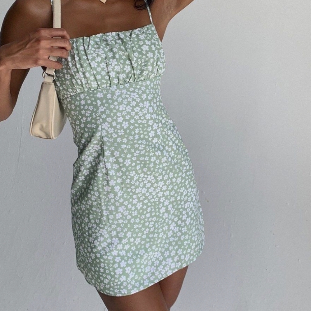 Princess Polly Sage Green Floral Dress